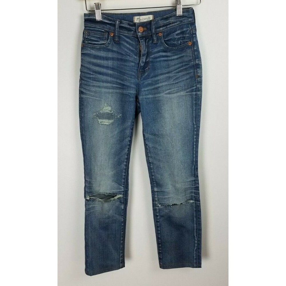 Madewell Women's Sz. 24 High Riser Skinny Distressed Medium Wash Jeans - Picture 1 of 7